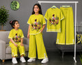 Girls Half Sleeve T-Shirt & Pant Set Mustard