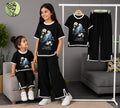 Girls Half Sleeve T-Shirt & Pant Set Black