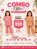 LC Waikiki Girls Fancy Top & Bottom Set | 100% Cotton Woven Fabric | Imported