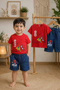 Kids Spider Hero T-Shirt & Denim Shorts Set – Red Summer Outfit (1-6 Years)