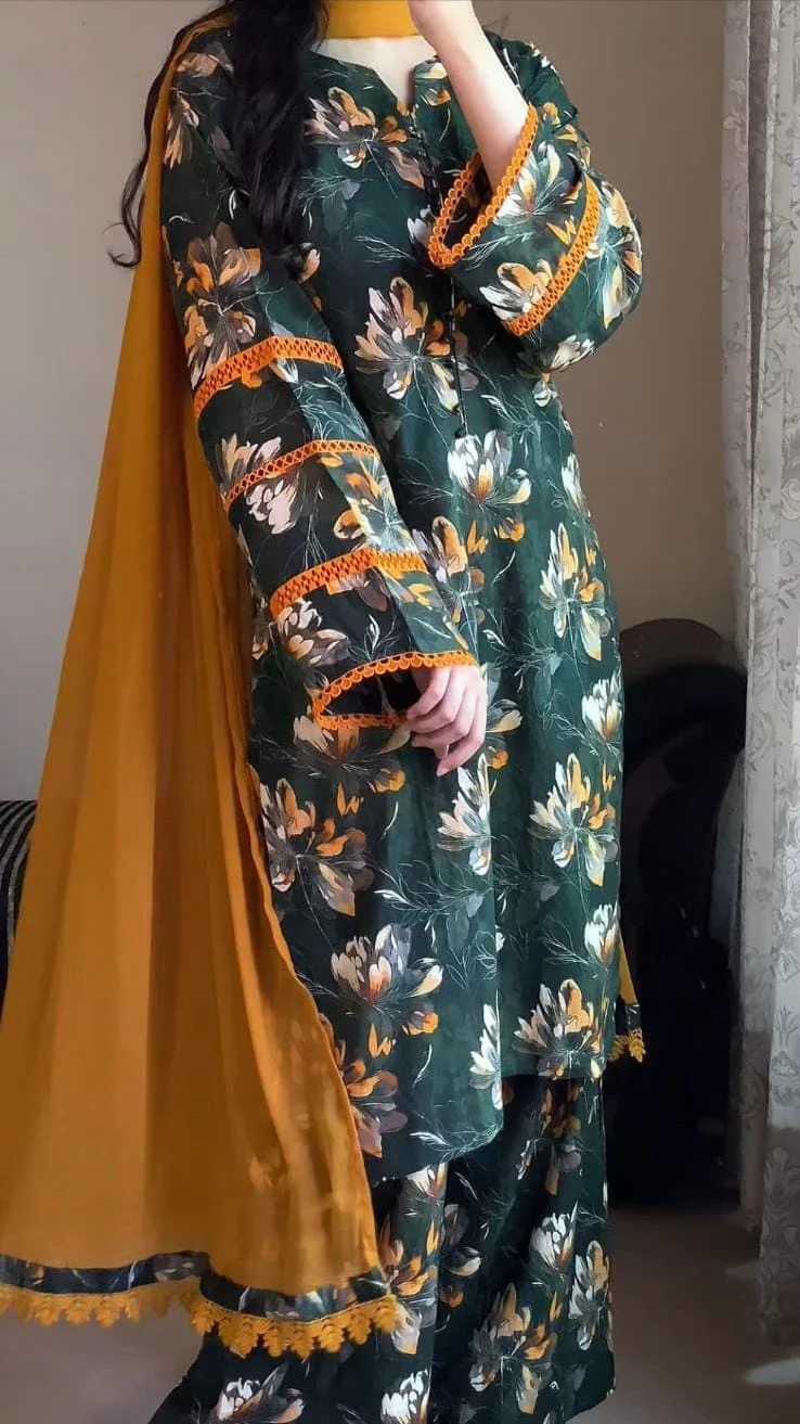 Premium Cotton Readymade Three Piece Floral Dress for Women in Bangladesh